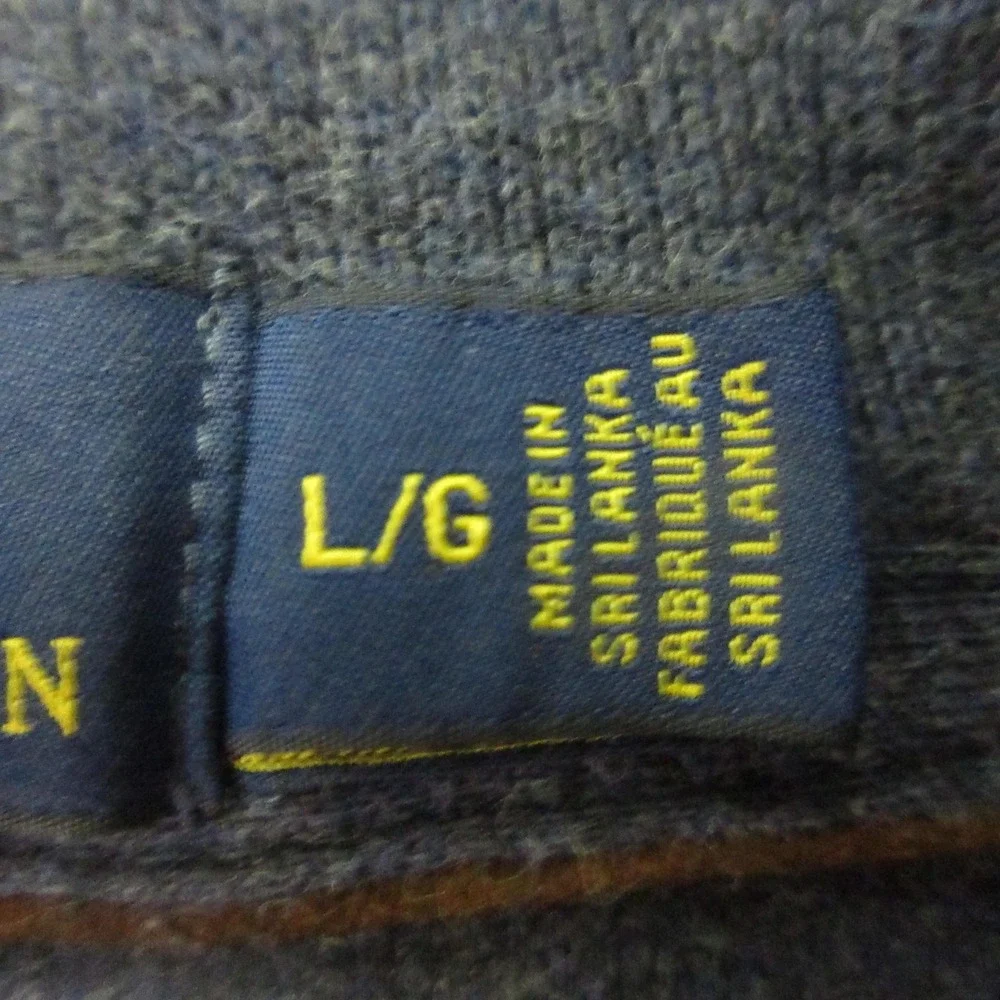 Polo Ralph Lauren Sweater Mens Large Blue Shawl Collar Knit Pullover Logo
